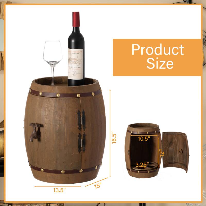 Vintage Wooden Barrel Shaped Wine Holder with a rotating turntable