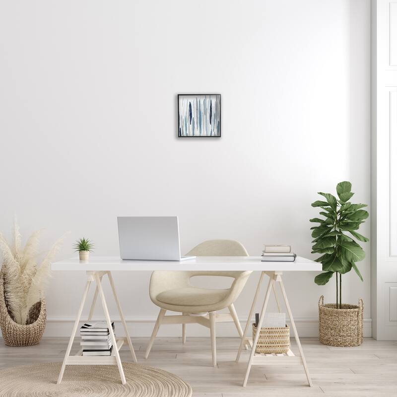 Stupell Abstract Thick Brush Blue Grey Paint Drip Framed Wall Art, Design by Susan Jill