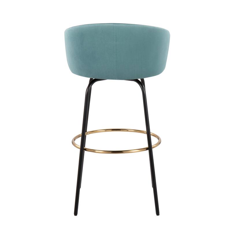 Silver Orchid Battista 30" Fixed-Height Bar Stool with Black Metal Legs & Round Footrest (Set of 2)