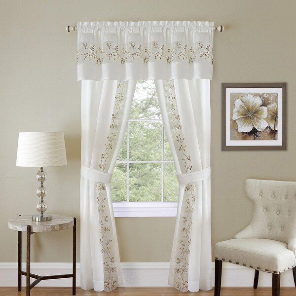 Fairfield Complete 5-Piece Panel, Valance & Tieback Set