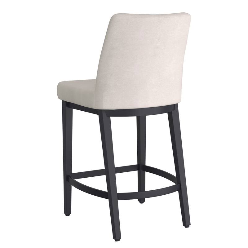 Modern Fabric and Metal 26" Counter Stool, Set of 2 - Beige and Black - N/A