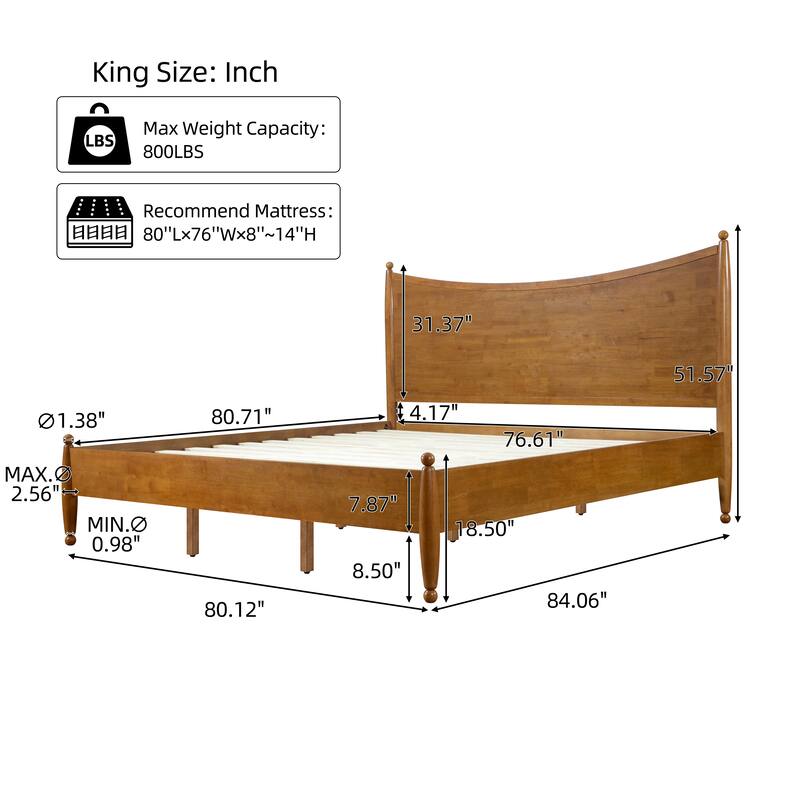 Christopher Knight Home - Classic Transitional Wooden Platform Bed with Curved Headboard
