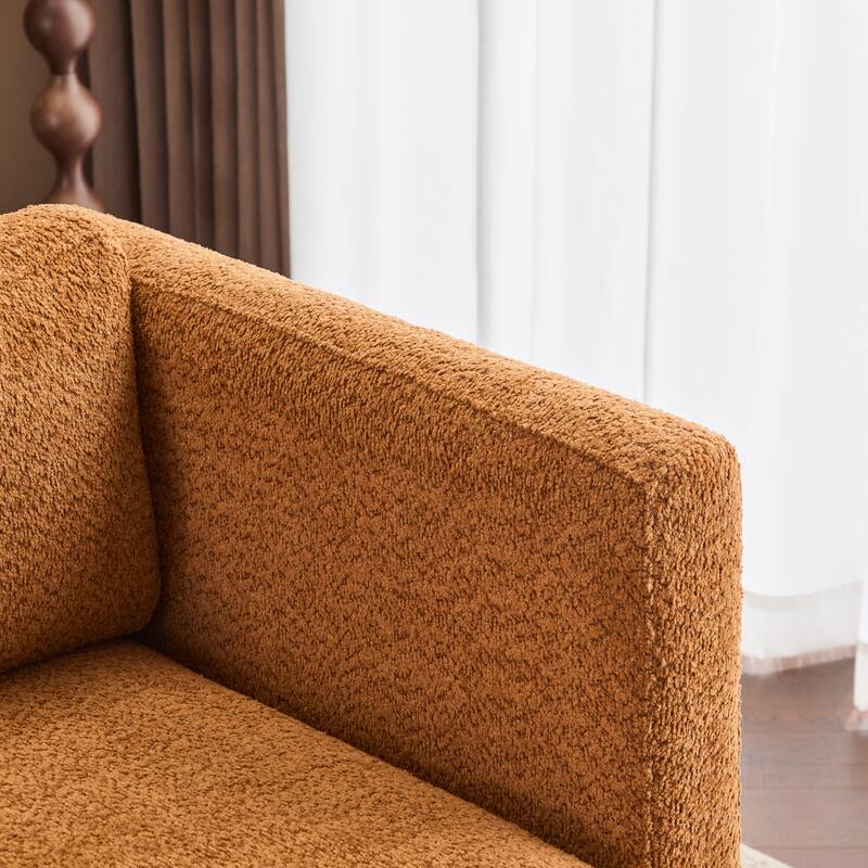 77 inch Square Arm Modern 3 Seater Boucle Sofa Upholstered Couch with Solid Wood Base