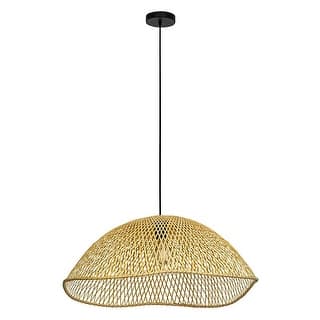Sambucona - 1-Light Pendant - Matte Black Finish - Wicker Shade