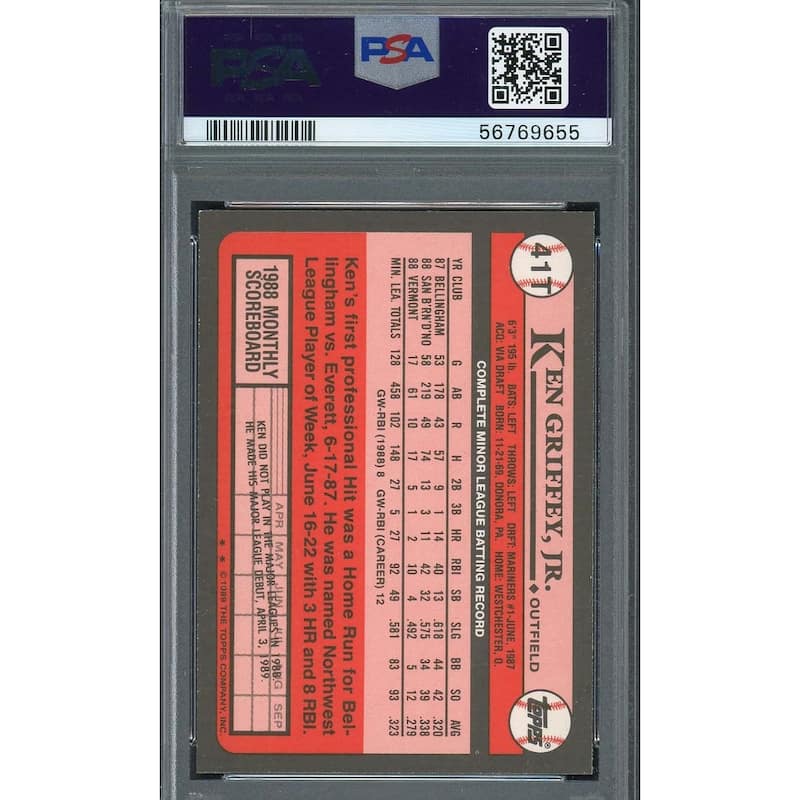 Ken Griffey Jr 1989 Topps Traded Baseball Rookie Card RC #41T Graded PSA 9 - 8'6" x 11'6"