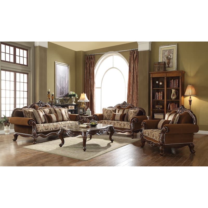 Kipling Brown and Cherry Oak 2-Pillow Arm Chair