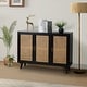 preview thumbnail 44 of 55, Filippo Traditional Rattan 3-Door Sideboard Cabinet by HULALA HOME BLACK
