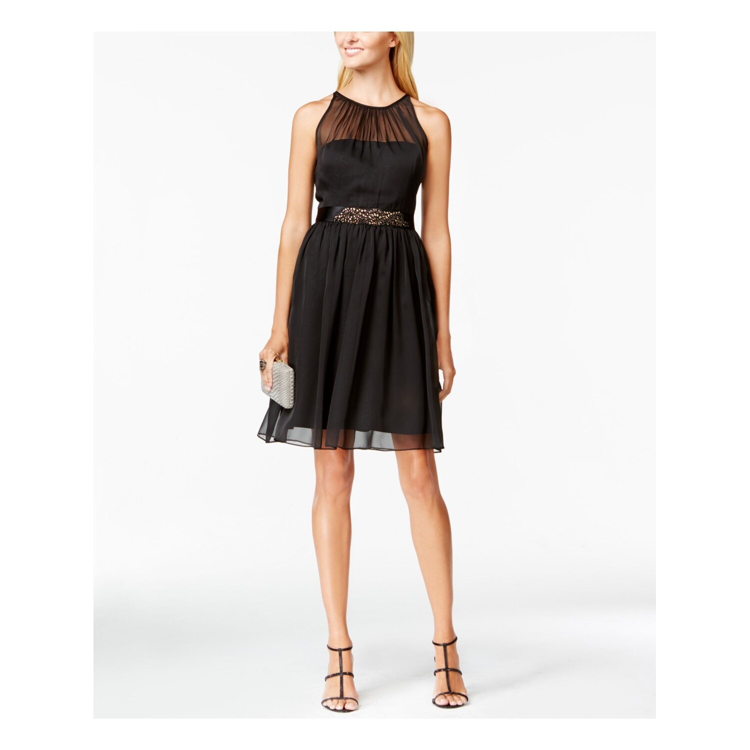 halter fit and flare cocktail dress