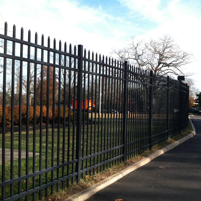 ALEKO Garden Yard Black 8 Panels Steel Fence Kit Straight Top Brussels Style