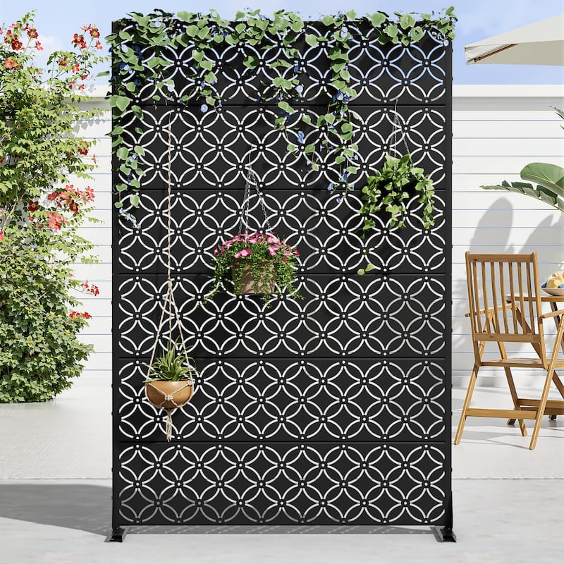 Dovelina 6ft.x 4ft. Outdoor Freestanding Metal Privacy Screen Decorative Garden Fence - 72"x47"