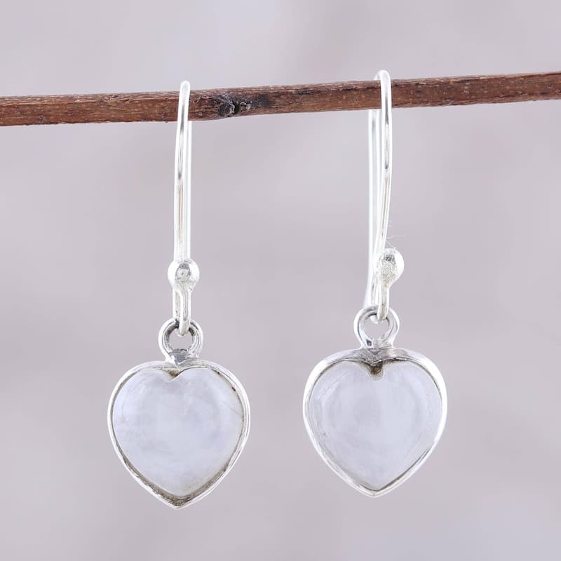 NOVICA Sweet Adoration, Rainbow moonstone dangle earrings - 1.1*0.4