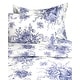 preview thumbnail 5 of 6, Printed Design Cotton Collection 400 Thread Count Navy Toile Duvet Set