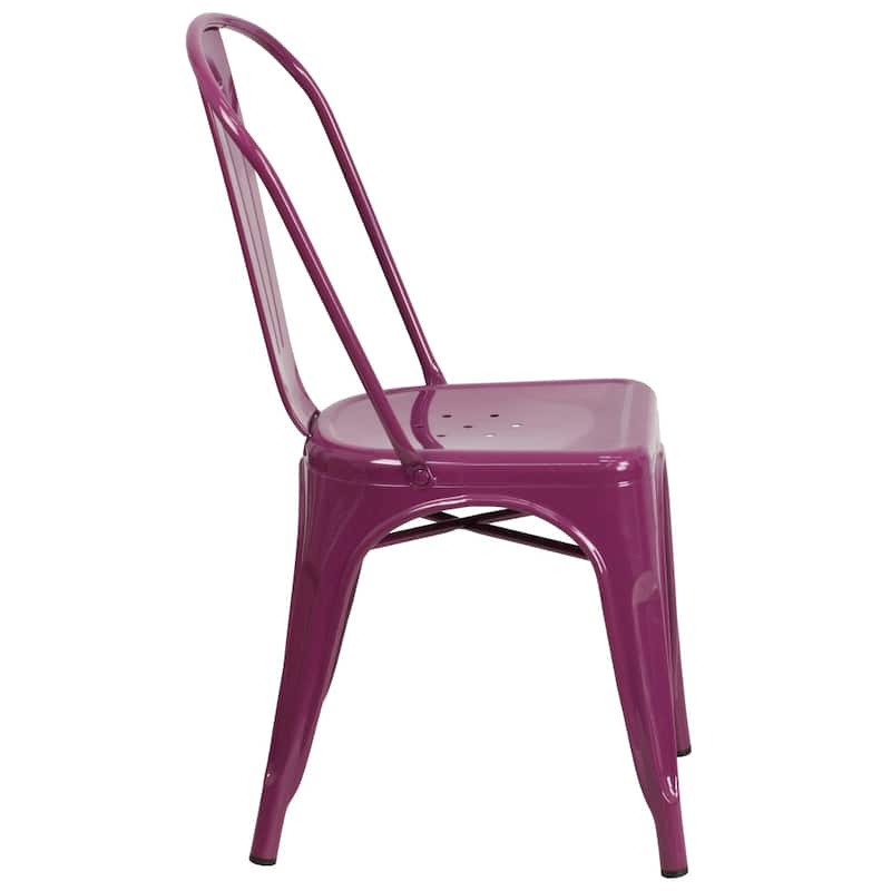 Metal Indoor/ Outdoor Stackable Bistro Chair (Set of 4)