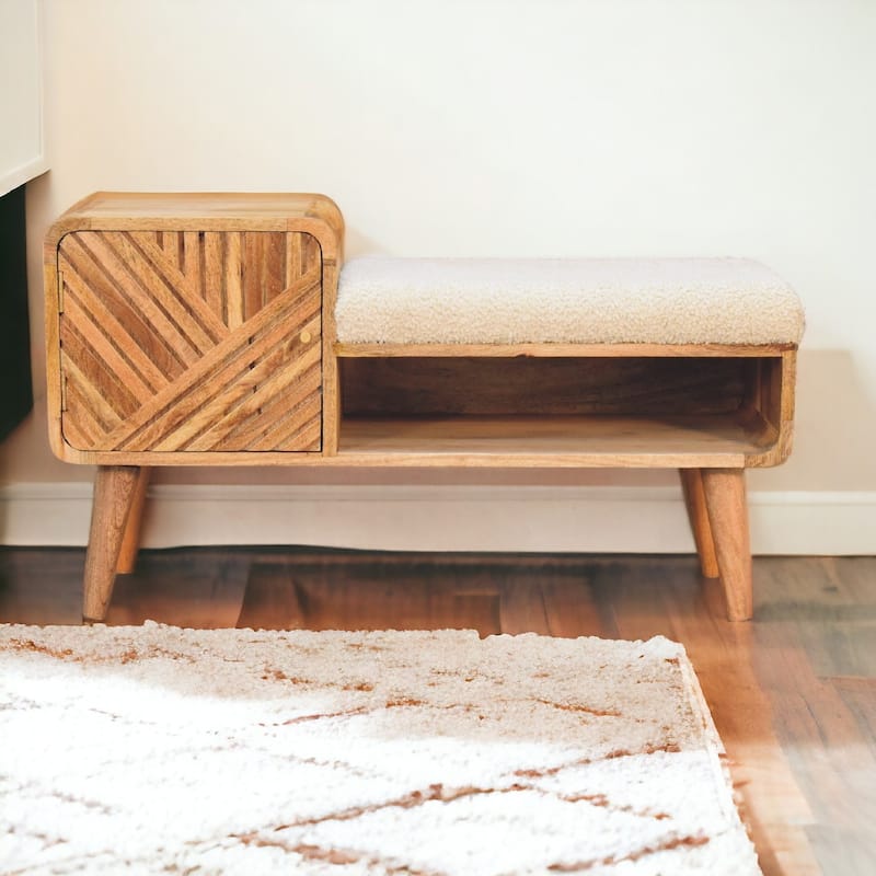 Artisan Furniture Solid Wood Boucle Carved Telephone Table