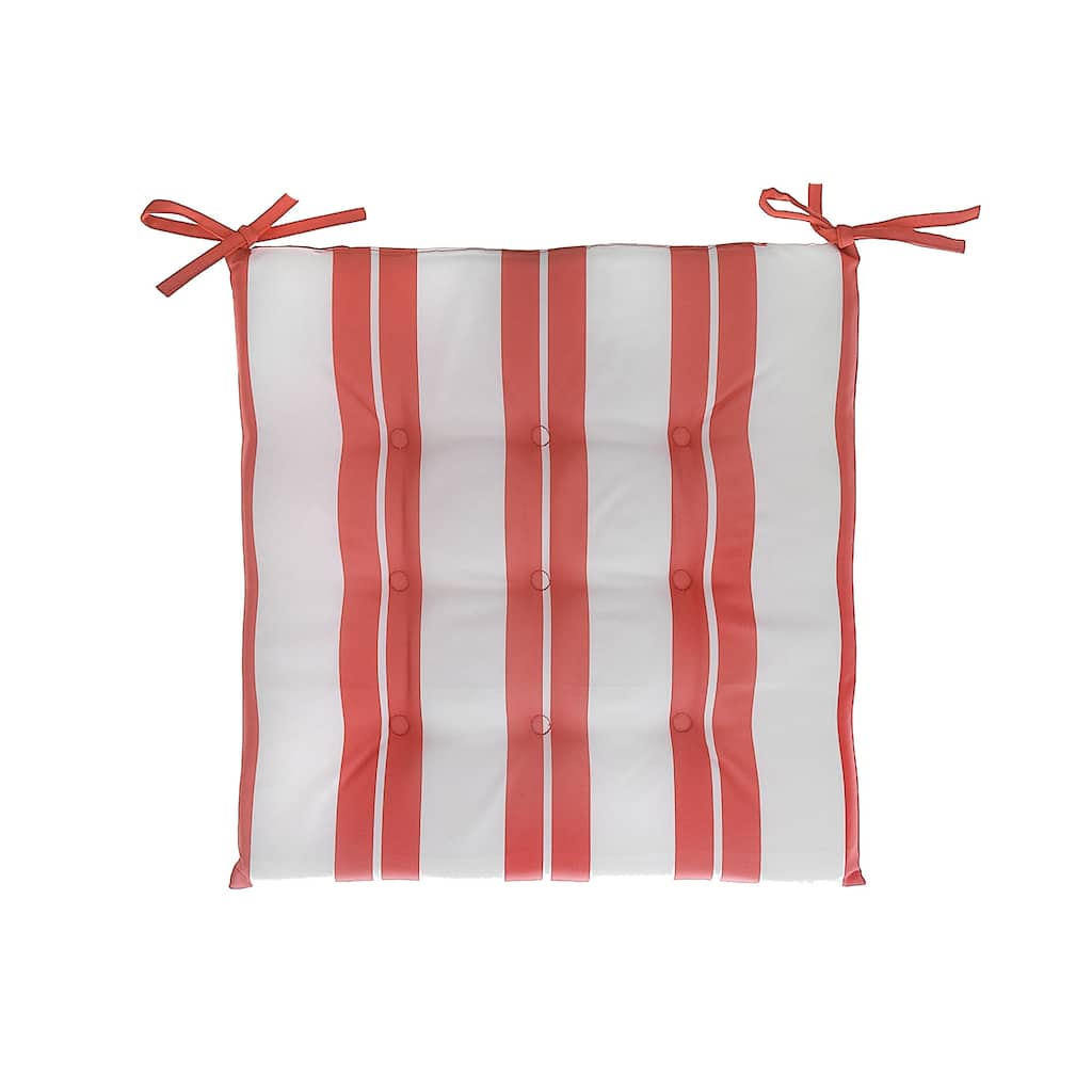 Boston Outdoor Cabana Stripe Tufted Chair Pad Orange 16 X 16 - Set of 2