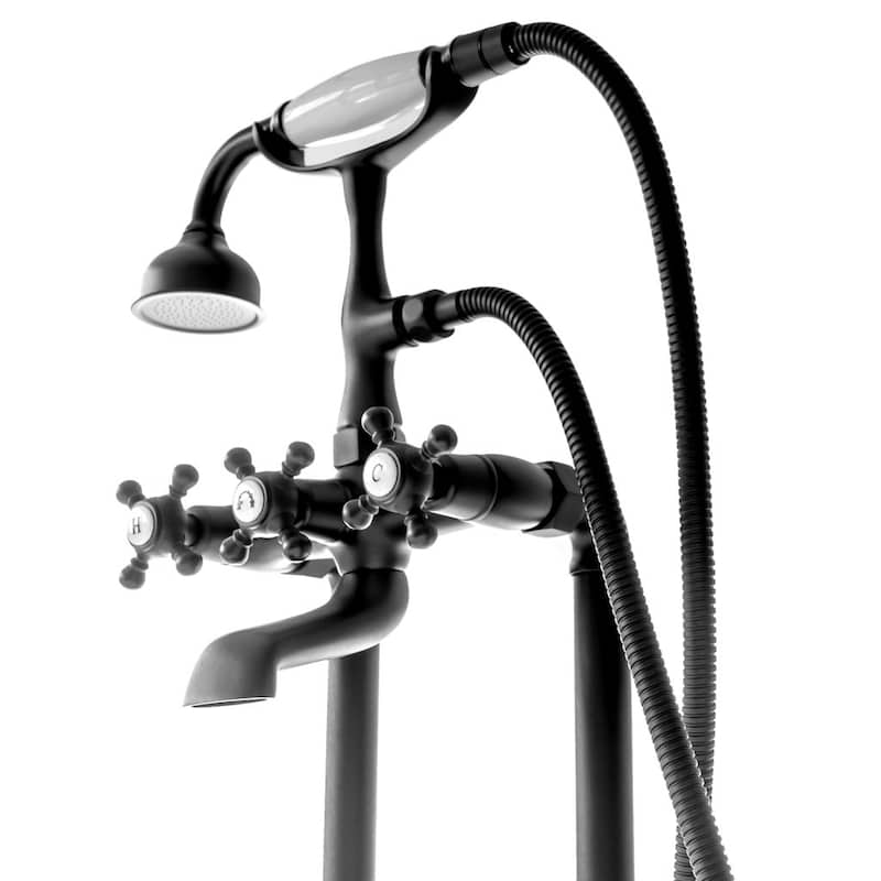 SevenFalls 8019 Telephone Double Lever Handles Clawfoot Floor Mounted Tub Filler with Handheld Shower