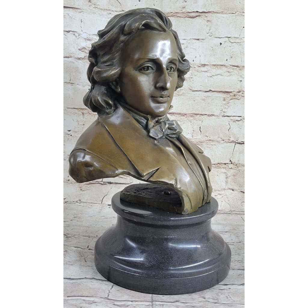 Frederic Chopin Bronze Bust Sculpture Statue Clical Composer Decor Original Art On Marble Base