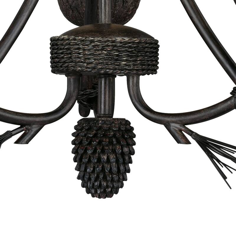 Mini Chandelier 3 Light Bronze Pinecone Chandelier for Dining Room - 22