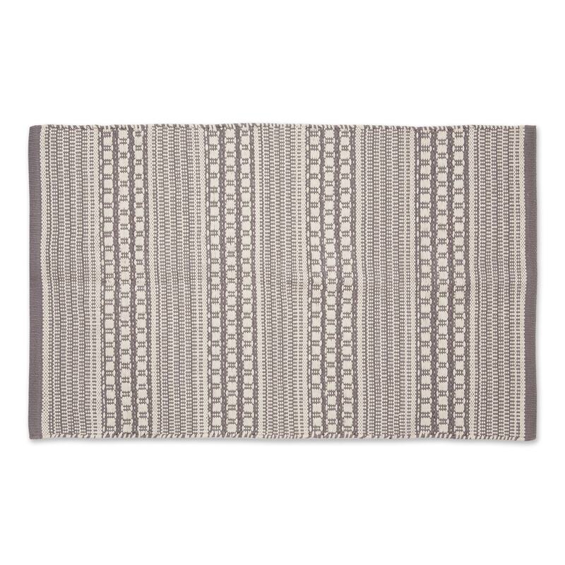 DII Stone Dobby Stripe Hand-Loomed Rug 2ft 6inx6 Ft - 36.0 In. L X 24.0 In. W X 0.2 In. H - Gray