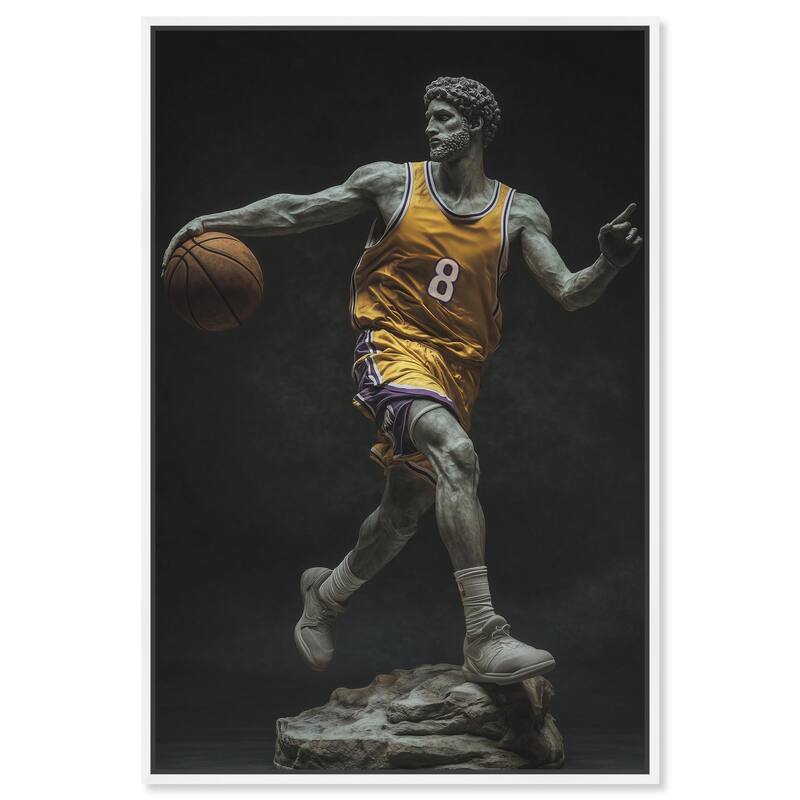 Basketball Yellow Uniform Canvas by Art Remedy - White - 30" x 45"