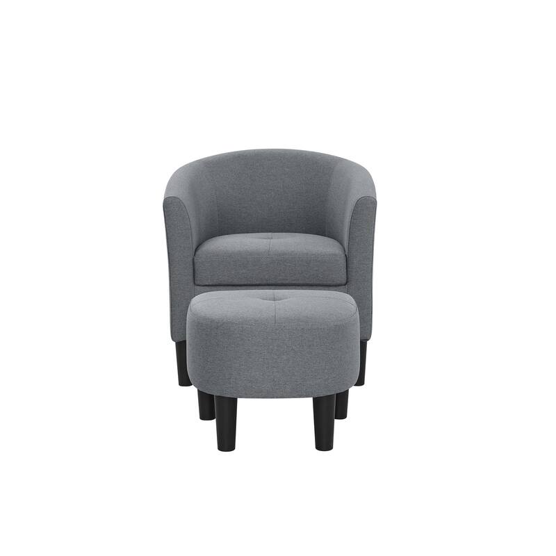 Barrel Chair with Ottoman,For Living Room,Black Plastic Legs