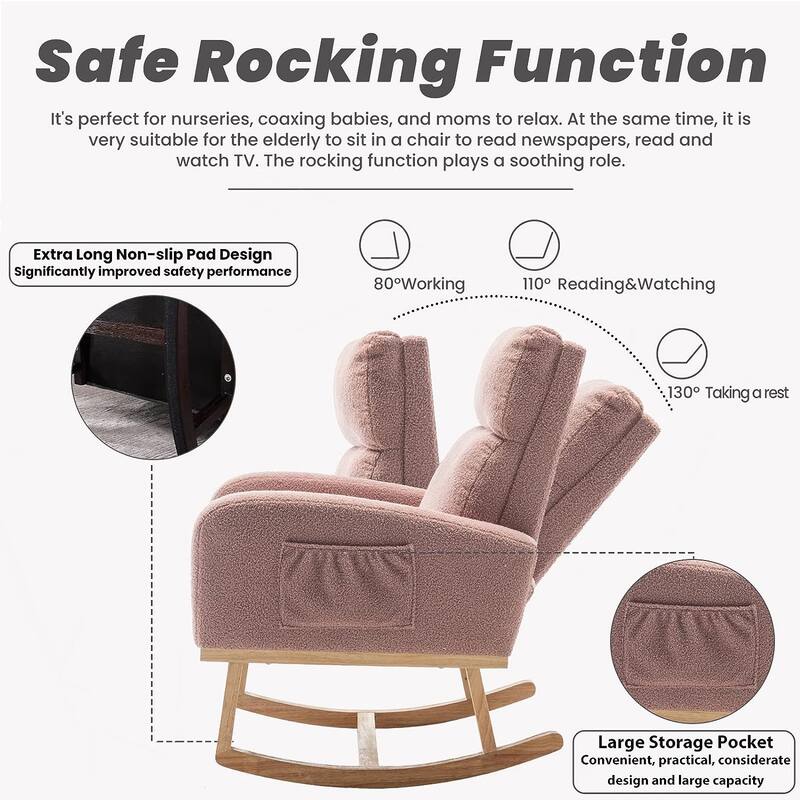 HOMYKA 28" Wide Rocking Chair for Nursery with Solid Wood Leg Set of 2