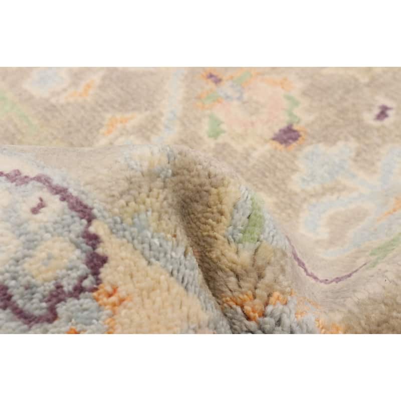 ECARPETGALLERY Hand-knotted Modern Oushak Taupe Wool Rug - 2'7 x 9'10