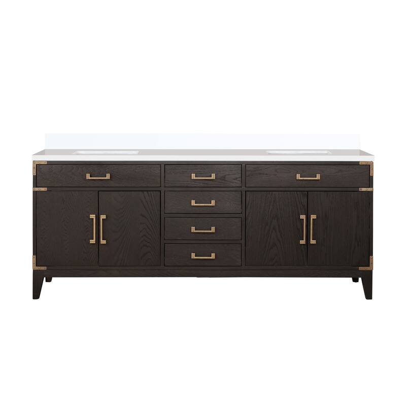 Laurel 60 in W x 22 in D Black Oak Double Bath Vanity and Cultured Marble Top