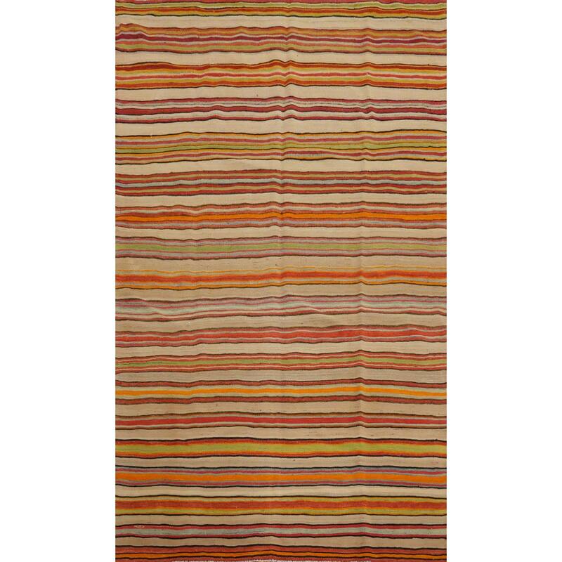 Hand Woven Oriental 100% Wool Carpet Southwestern Geometric Multi-Colored Kilim Area Rug - 7' 10'' X 5' 4''