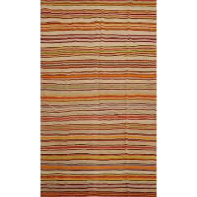 Hand Woven Oriental 100% Wool Carpet Southwestern Geometric Multi-Colored Kilim Area Rug - 7' 10'' X 5' 4''