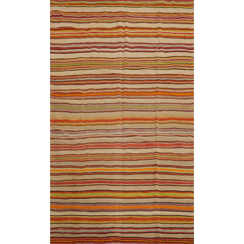 Hand Woven Oriental 100% Wool Carpet Southwestern Geometric Multi-Colored Kilim Area Rug - 7' 10'' X 5' 4''