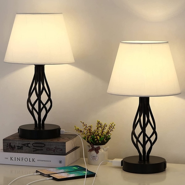Set of 2 Bedside Lamp with Dual USB Charging Ports 1 AC Outlet On Sale Bed Bath Beyond 37457294
