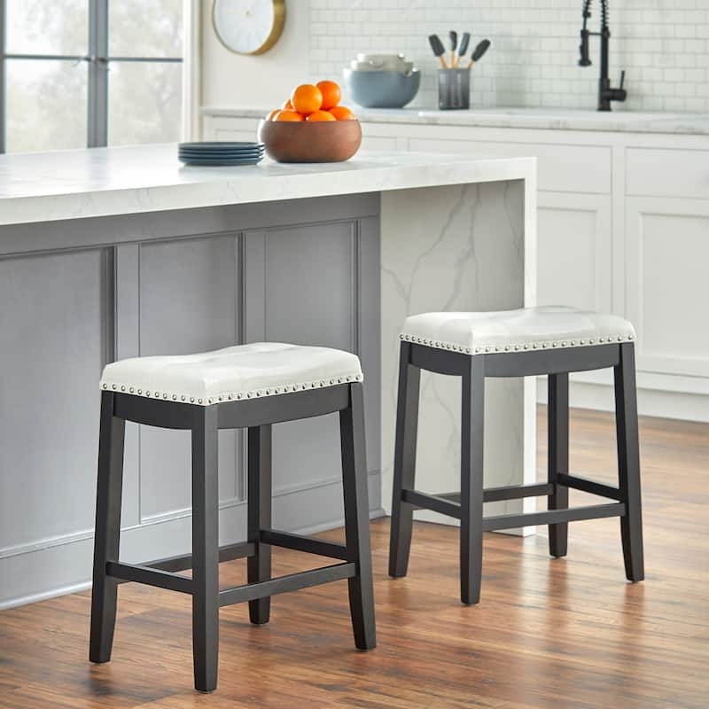 Simple Living Lonnie 29-inch Padded Bar Height Saddle Stools (Set of 2)