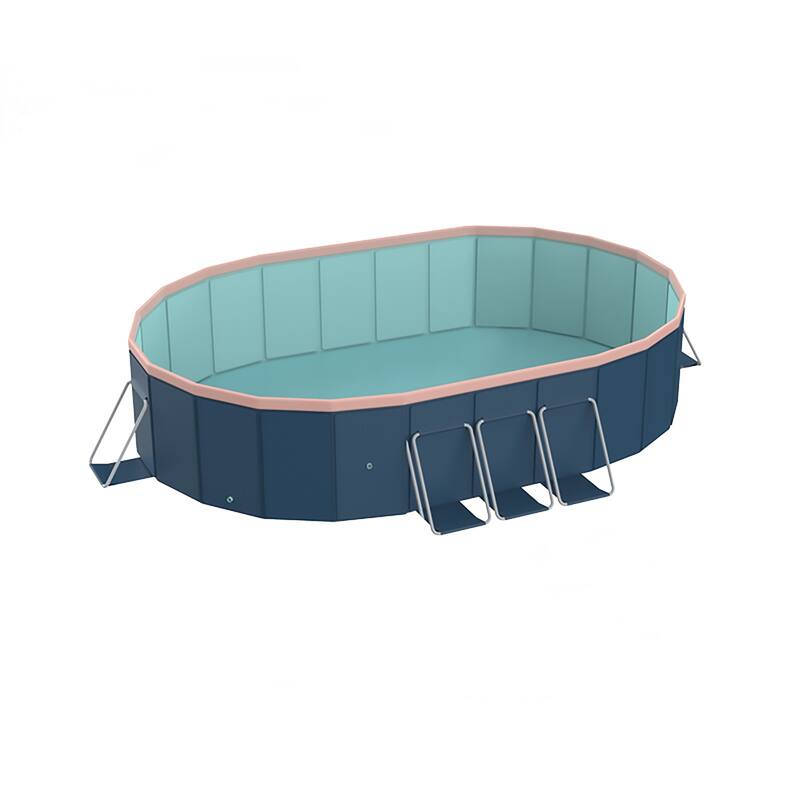 2.8m oval free inflatable garden PVC swimming pool dark blue