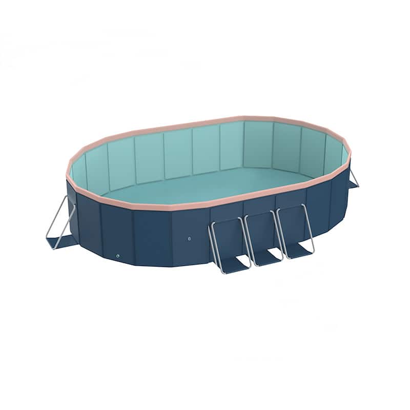 3.65m oval free inflatable garden PVC swimming pool dark blue
