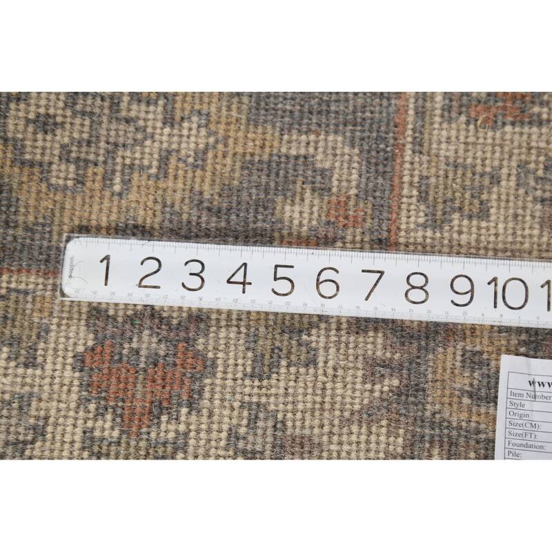 Gray Geometric Oushak Indian Accent Rug Hand-Knotted Wool Carpet - 3'1"x 5'4"