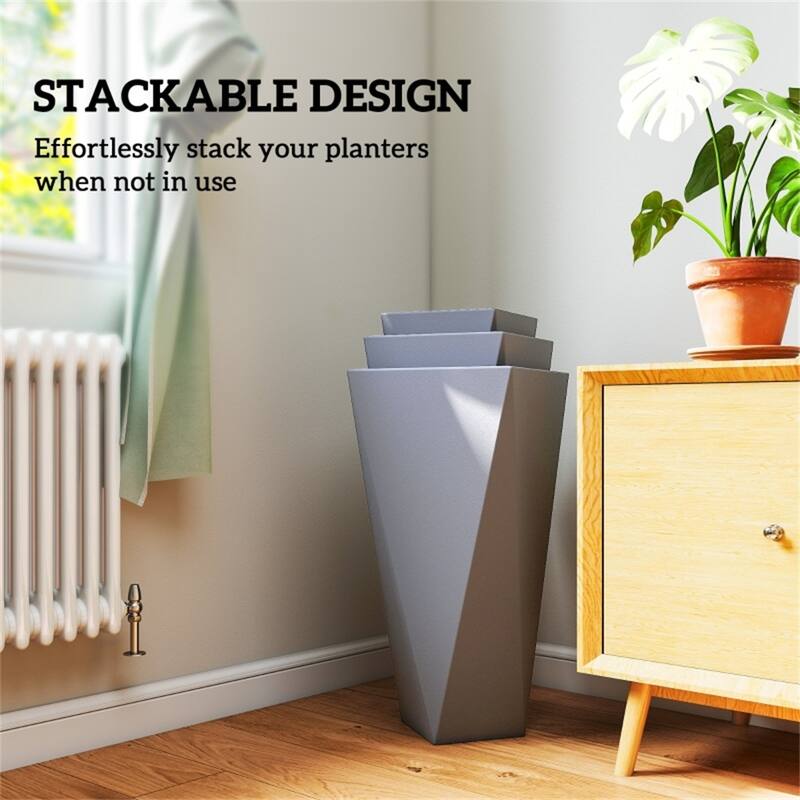 3-Piece Stackable Garden Bed Planter with Drainage Holes