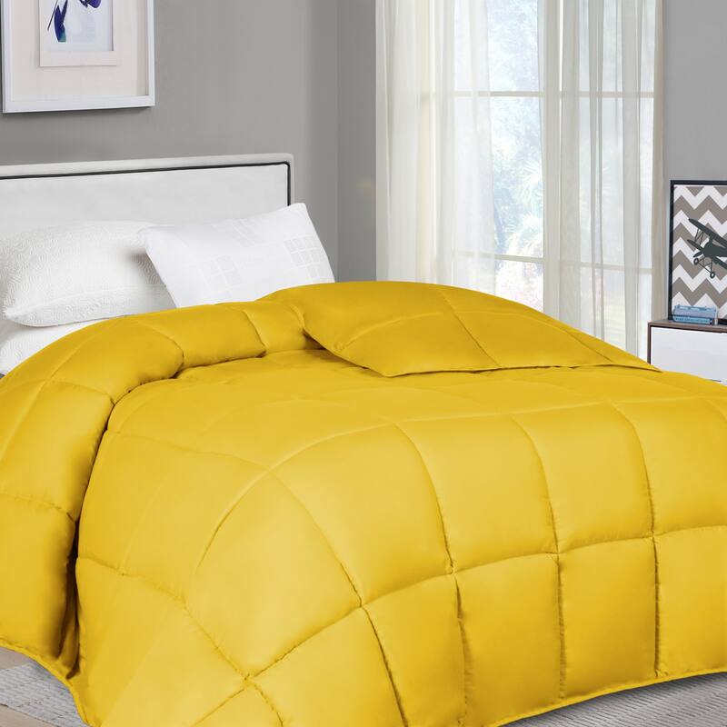 Superior Oversized All Season Down Alternative Reversible Comforter - Twin/Twin XL - Yellow