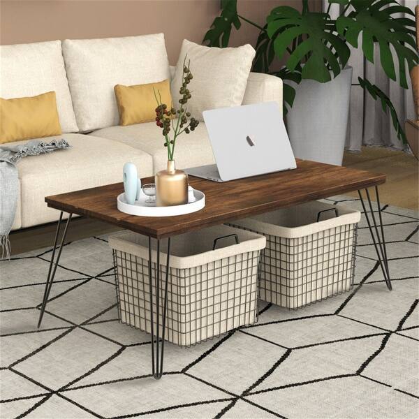 Wooden Rectangular Coffee Table with Metal Legs Bed Bath & Beyond