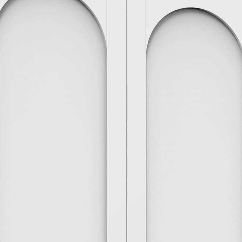 HomeRoots 61" White Stainless Steel Pantry Or Storage Closet With Arched Panel Doors - 27.60 in. x 61.00 in. x 13.80 in.