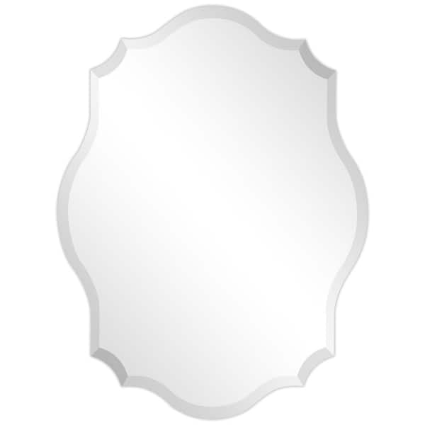 Frameless Beveled Oblong Elegant Scalloped Wall Mirror Bed Bath