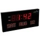 preview thumbnail 1 of 0, Ivation Big Digital Red LED Clock with Day and Date -Shelf or Wall Mount Red (choose size)