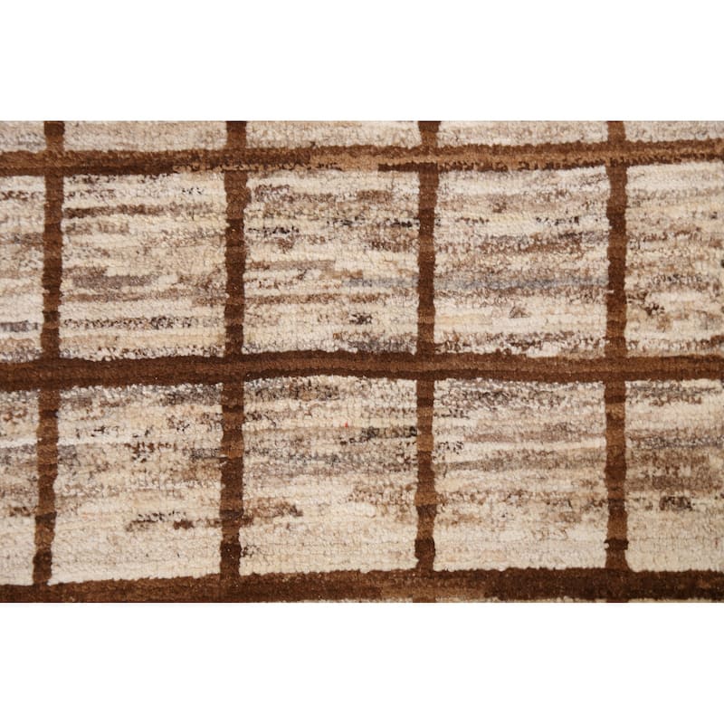 Hand Knotted Oriental 100% Wool Carpet Tribal All-Over Brown Gabbeh Area Rug - 6' 6'' X 5' 0''