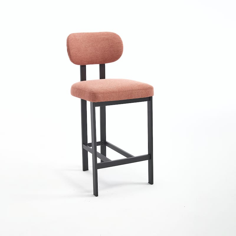 Bar Stools Set of 2, 26 Inch Modern Upholstered Fabric Counter Height Barstools