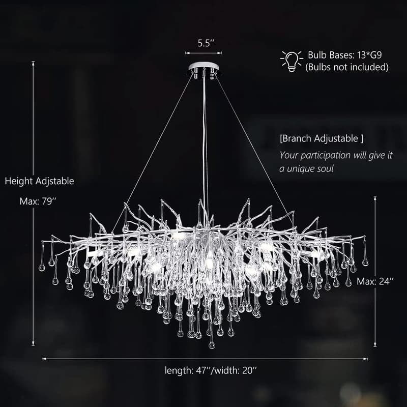 KAYLA 47in-13Light Modern Indoor Crystal Chandelier