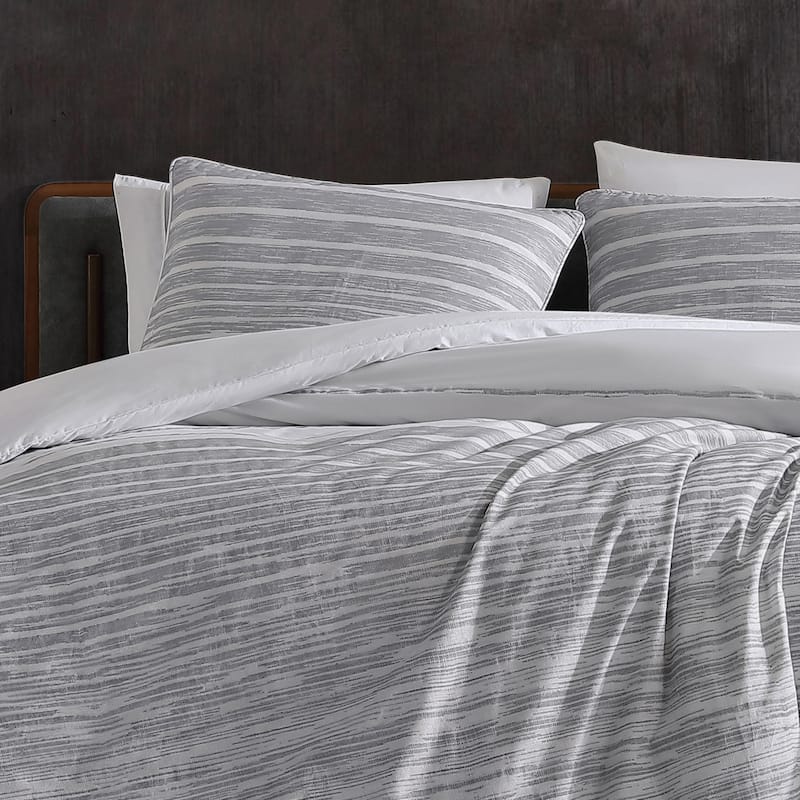 Kenneth Cole New York Abstract Stripe Cotton Grey Comforter Set