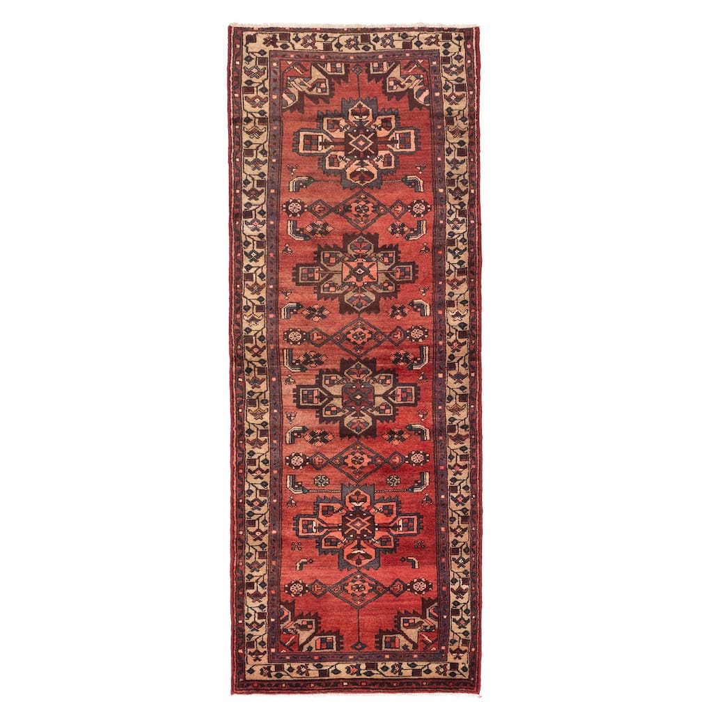 ECARPETGALLERY Hand-knotted Andelz Red Wool Rug - 3'5 x 9'2