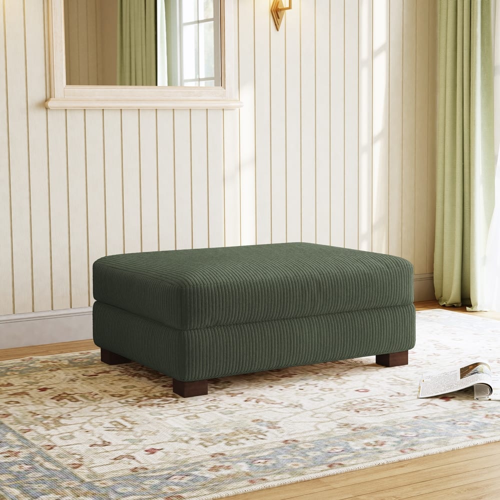 Modern Corduroy Fabric Oversized Accent Ottoman