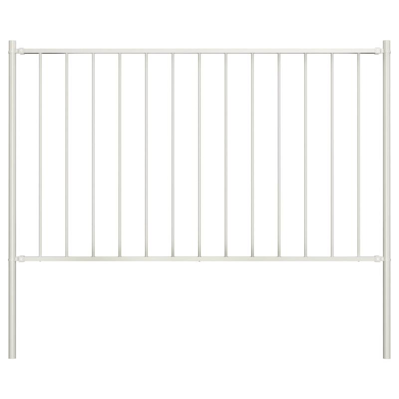 vidaXL Fence Panel with Posts Powder-coated Steel 5.9 ft x 4.1/2.5/3.3 ft - 1.81 x 1.25 m/ 1 - White