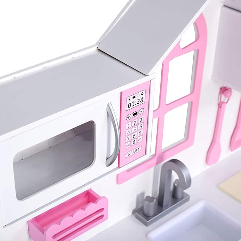 Goplus Kids Wood Kitchen Toy Cooking Pretend Play Set Toddler Wooden - See Details